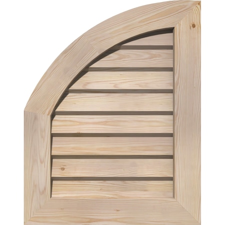 Quarter Round Top Left Non-Functional, Pine Gable Vent W/ Decorative Face Frame, 09W X 12H